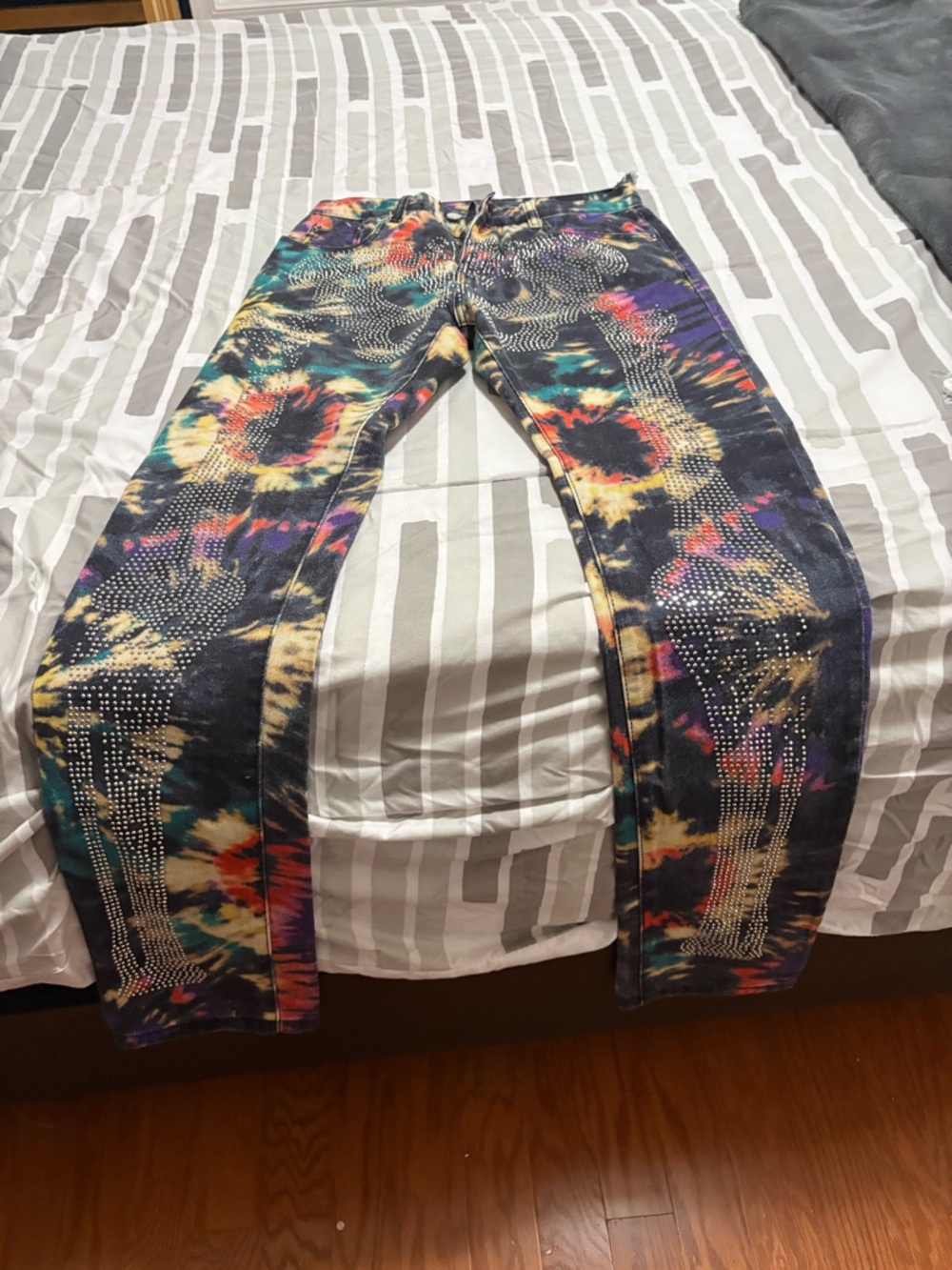 MNML Skeleton Rhinestone Jeans - Picture 1 of 6